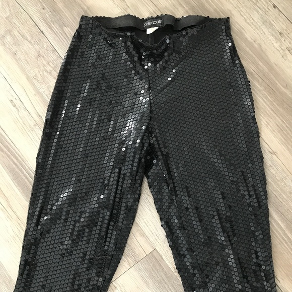 Vintage Y2K Bebe Black Sequin Pants | Size M | Full Sequin Fitted - Picture 5 of 8
